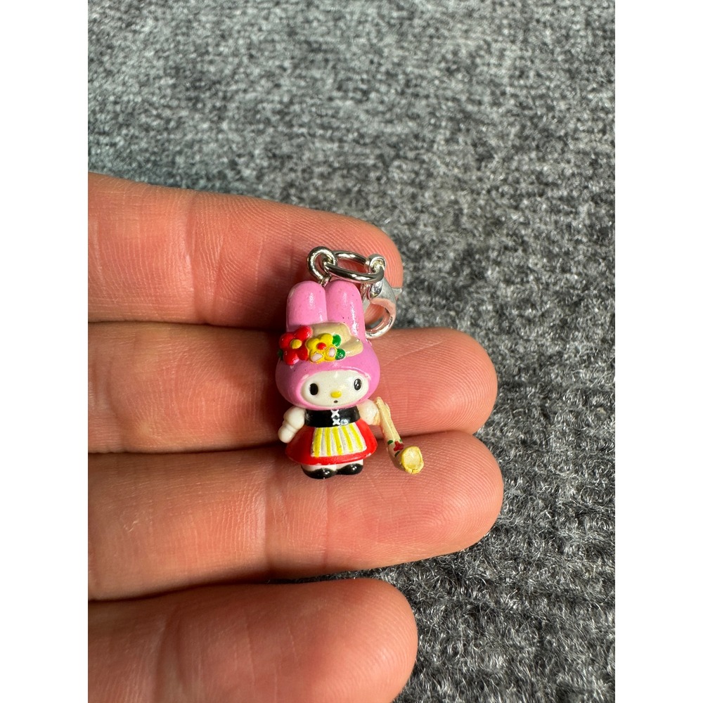 Sanrio My Melody Zipper Pull Charm Pink Rabbit Folk Dress Vintage 2002 Keychain